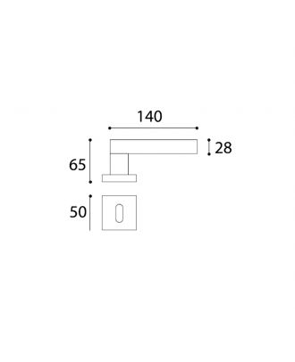 Sery - Door Handle With Square Rosettes, Satin Gold