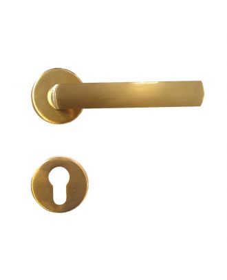 Alice Door Handle With Round Rosettes, Satin Gold
