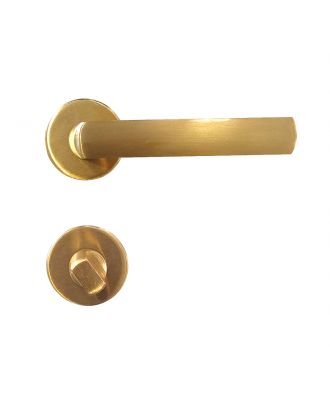 Alice Door Handle With Round Rosettes Wc, Satin Gold