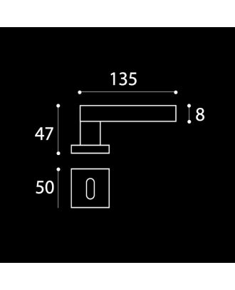 Alice Door Handle with Square Rosettes, Gold shiny
