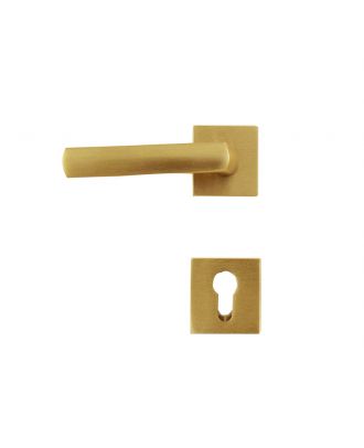 Alice Door Handle with Square Rosettes, Gold Matte