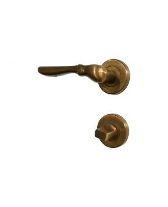 Fiocca - Bathroom Door Handle With Round Rosettes, Antique Bronze