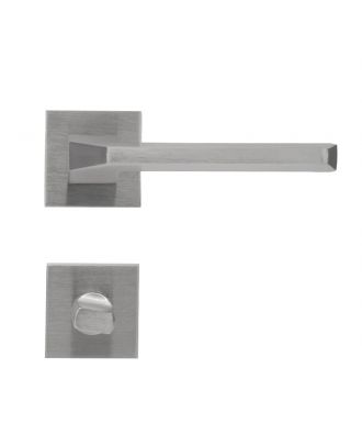 Flusso Handle With Square Rosette For Bathroom - Satin Nickle