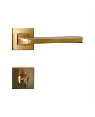 FLOSSO bathroom door handle with square rosettes, Gold