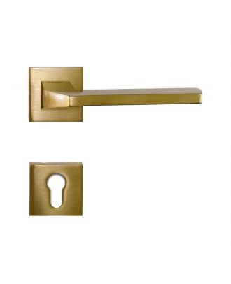 FLOSSO door handle with square rosettes, Gold matt