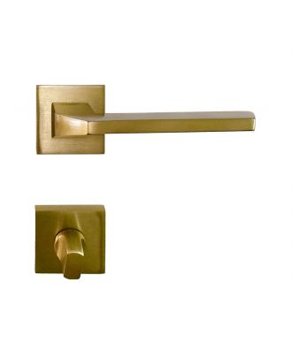 FLOSSO bathroom door handle with square rosettes, Gold matt