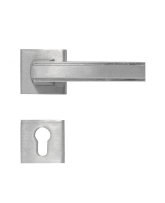 Passo Handle With Square Rosette - Satin Nickle