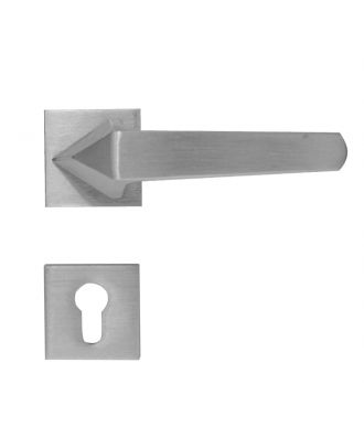 Joya Handle With Square Rosette - Satin Nickle