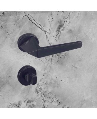 SICURO - JOYA bathroom door handle with round rosette, Graphite