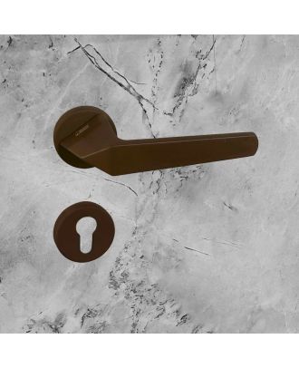 SICURO - JOYA door handle with round rosette, Brown matt