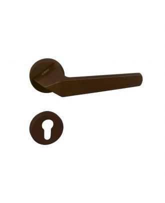 SICURO - JOYA door handle with round rosette, Brown matt