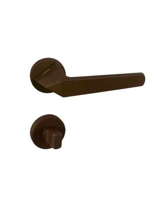 SICURO - JOYA bathroom door handle with round rosette, Brown matt