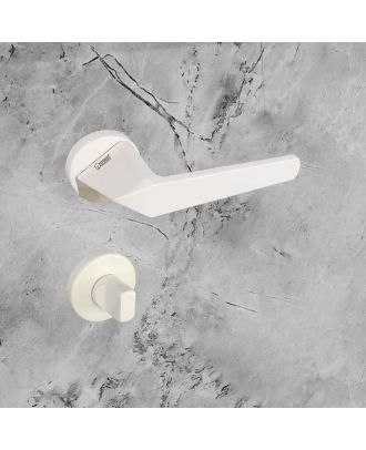 SICURO - JOYA bathroom door handle with round rosette, Off-white