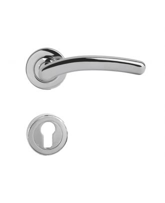 Allegra door handles with round rosettes, Bright Chrome