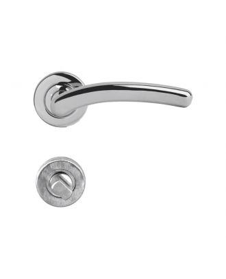 Allegra bathroom door handles with round rosettes, Bright Chrome