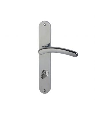 ALLEGRA Bathroom Door Handle With long Plate, Bright Chrome