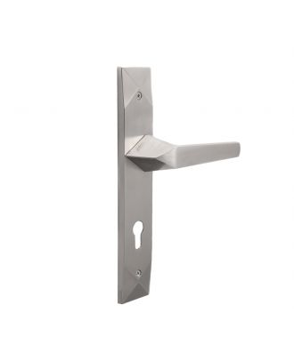 JEWEL door handle with long plate, Satin Nickle