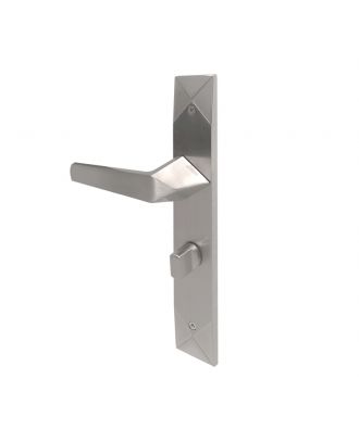 JEWEL Bathroom door handle with long plate, Satin Nickle