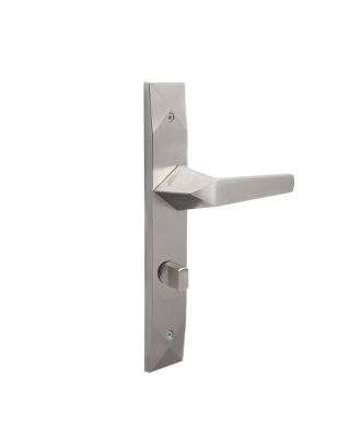 JEWEL Bathroom door handle with long plate, Satin Nickle