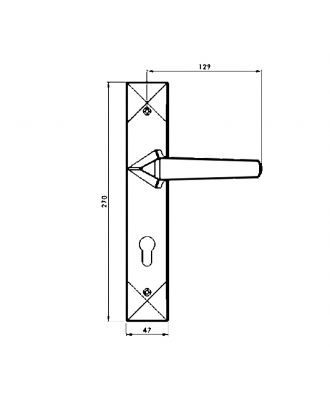 JEWEL Bathroom door handle with long plate, Antique Bronze