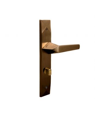 JEWEL Bathroom door handle with long plate, Antique Bronze