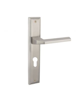 FLOW door handle with long plate, Satin Nickle