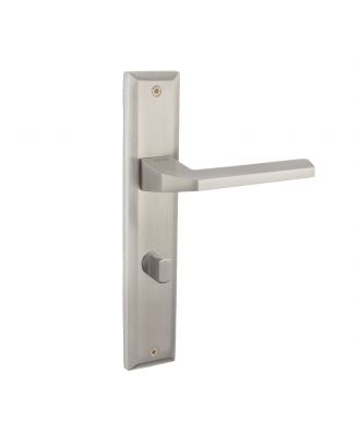 FLOW Bathroom door handle with long plate, Satin Nickle
