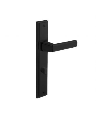 STEP Bathroom door handle with long plate, Black
