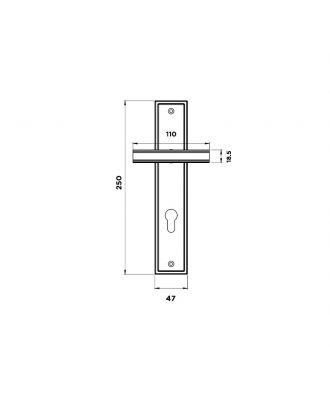 STEP external door handle with long plate, Black