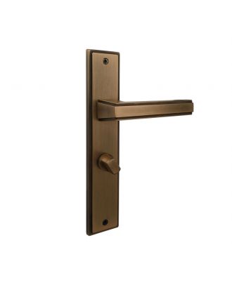 STEP Bathroom door handle with long plate, Antique Bronze