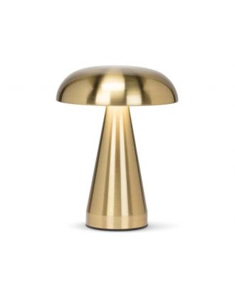 Mushroom Portable cordless LED table lamp touch control, USB rechargeable, metal, Satin Gold