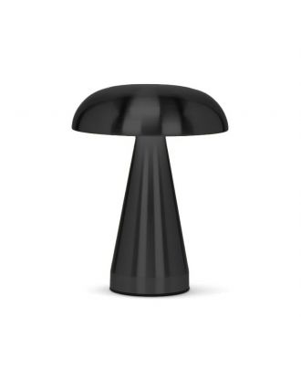 Mushroom Portable cordless LED table lamp touch control, USB rechargeable, metal, Black