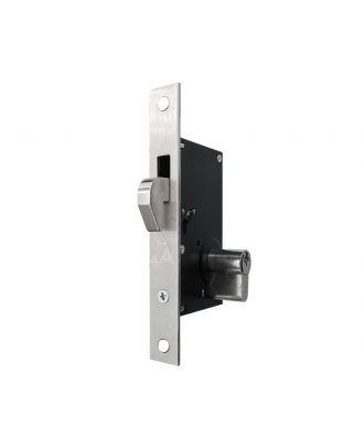 AHRAM Mortise Exterior Lock for sliding doors, hook bolt only backset 45mm, with cylinder 60mm, Satin Nickel