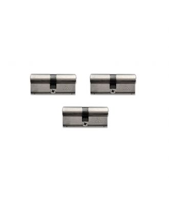 Set Of 3 Cylinder 70 Mm With Master Key System, Nickel