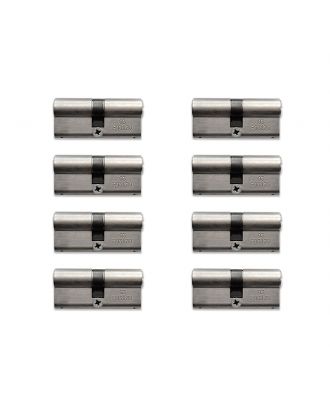Set Of 8 Cylinder 70 Mm With Master Key System, Nickel
