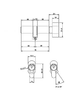 Cylinder 70 mm With Thumb Turn, Brass