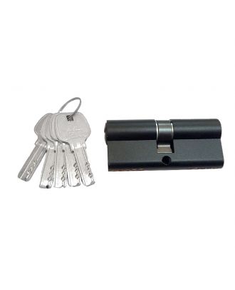 Ahram Euro Profile Cylinder 8 cm, 5 pins, Keys both ends, 5 Computer Brass keys, Black