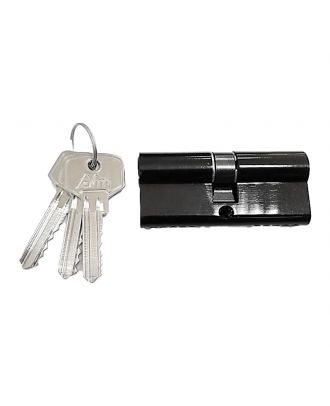 Ahram Euro Profile Cylinder 7 cm, 5 pins, Keys both ends, 3 Normal Brass keys, Black