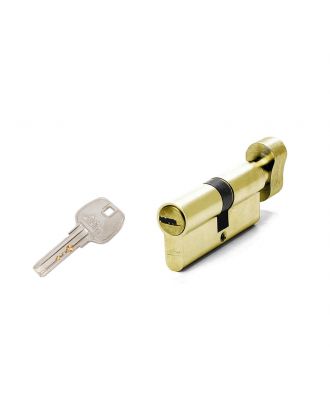 Euro profile cylinder 7cm with thumb turn & computer keys, Brass