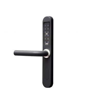 Electronic lock with password and card mobile application - Left - Black