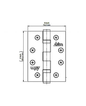 Wooden Door Hinge 4” X 3” X 3mm, Silver