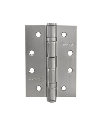 AHRAM Wooden Door hinge 4” X 3” X 3mm with two Rings and 5 knuckles pin and button tip at both ends, Satin Nickel