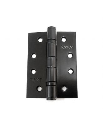 AHRAM Wooden Door hinge 4” X 3” X 3mm with two Rings and 5 knuckles pin and button tip at both ends, Black