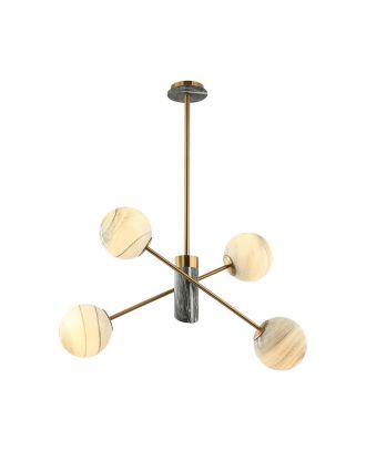 Modern Ceiling Chandelier 4 X E14, Copper X Marble