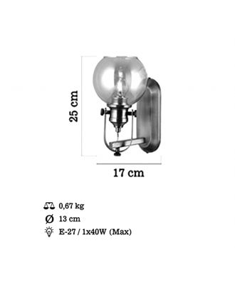 Classic Wall Lamp 1XE27, Oxide