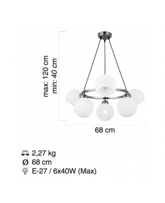Modern Round Pendant Chandelier 6XE27 Oxide