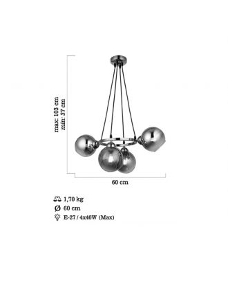 Modern Round Pendant Chandelier 4XE27 Dark Golden