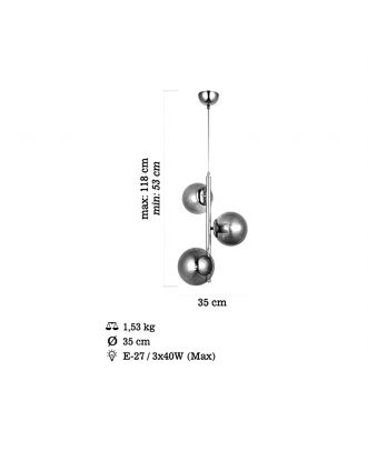 Modern Pendant Chandelier 3XE27 Chrome