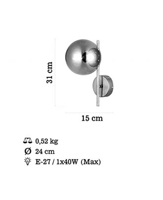Modern Wall Lamp 1XE27, Chrome