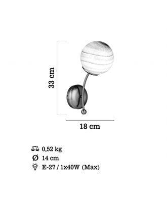 Classic Wall Lamp 1XE27, Oxide